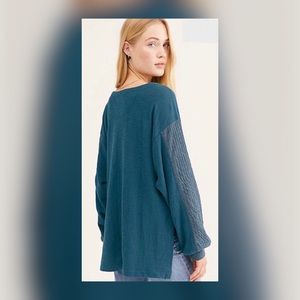 Free People, Back at It Henley, S, NWOT, Teal